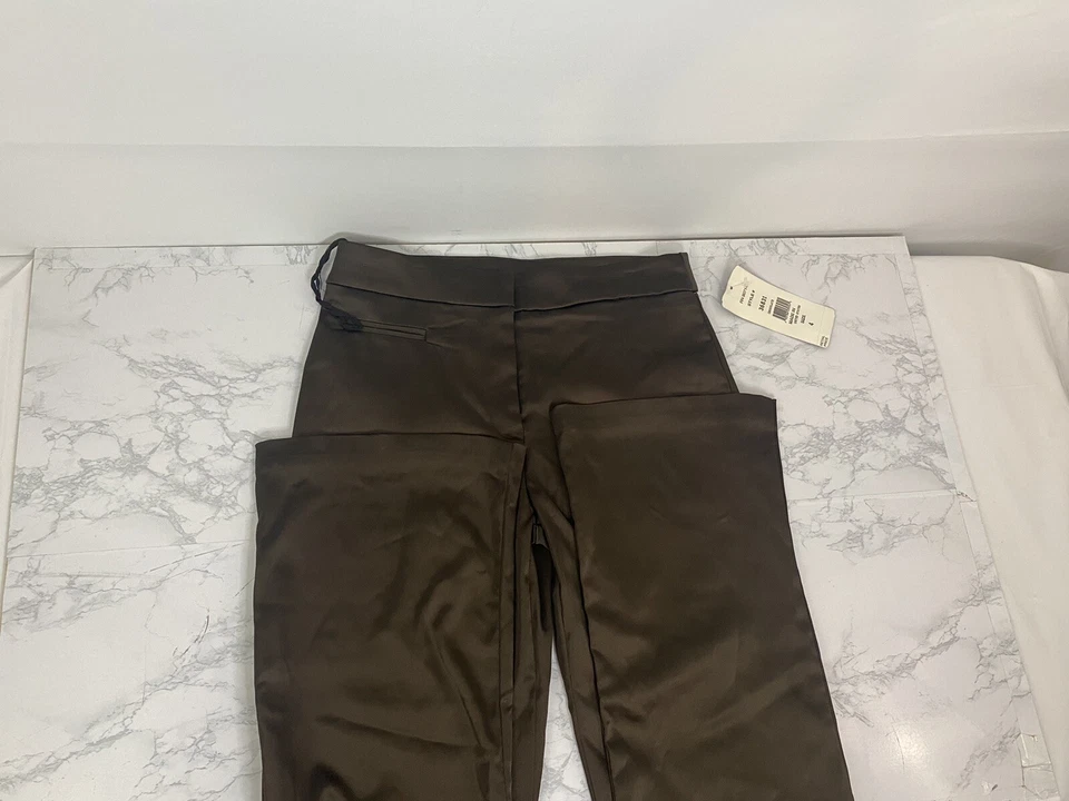 Pantalones de imitación de cuero Msk Bootcut para mujer 4 dorado marrón estilo 36831 brillantes nuevos con etiquetas O1 Foto 3 de 4