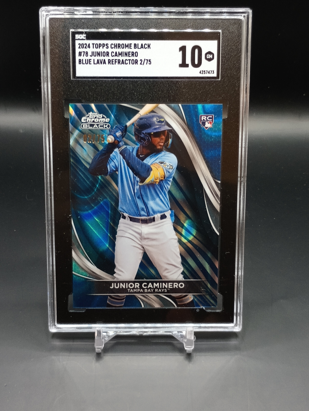 2024 Topps Chrome Black - Blue Refractor #78 Junior Caminero /75 (RC)