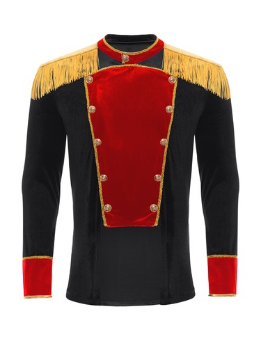 Mens Halloween Golden Fringe Epaulet Lion Tamer Stage Performance Costume Velvet - Picture 37 of 55