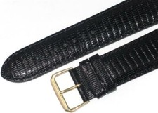 Watch Band 24MM Genuine Leather Black Lizard Grain Padded Excellent Quality
