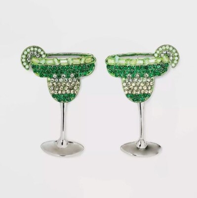 SUGARFIX by BaubleBar 'In the Limelight' Statement Earrings - Green Silver NWT
