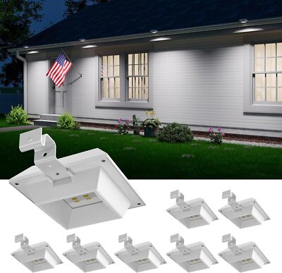Solar Powered Gutter Lights 12 LED Outdoor Eaves Deck Wall Fence Lamp Waterproof