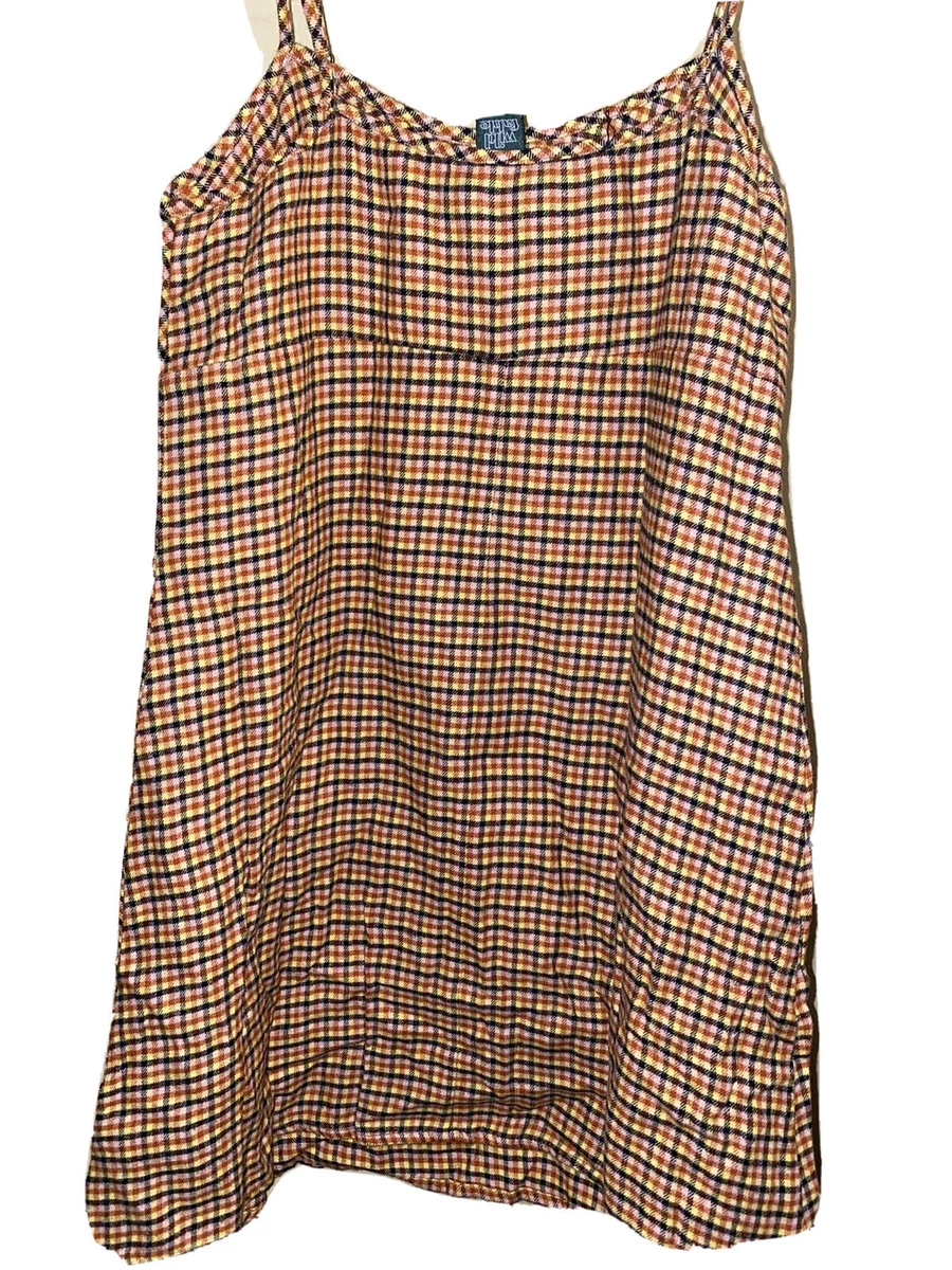 Wild Fable S NWT Brown Plaid Flannel Shift Babydoll Dress eBay