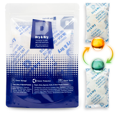 100 gram X 7 PK ''Dry & Dry'' Food Grade Orange Indicating Silica Gel Packets