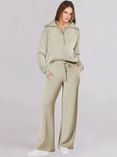 Women Two Piece Outfits Sweatsuit Set Quarter Zip Oversized