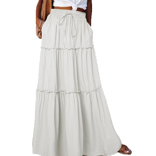 Mujeres Bohemia Cintura Alta Falda Larga Damas Vacaciones Columpio Suelto Boho Maxi Faldas - Imagen 19 de 30