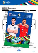 #48 ENGLAND v SWITZERLAND 6 July 2024 EURO Q FINAL FAN 12 pg + OFFICIAL LINESUP