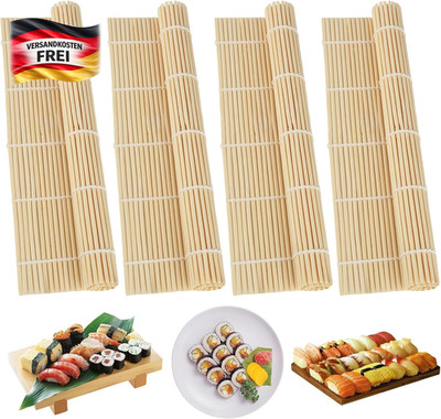 Sushi-Rollmatte Bambus wiederverwendbar für DIY Maki Sushi Rollen Set à 4 Stück