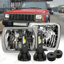 2pcs For Jeep Wrangler Yj 1987-1995 5x7 7x6 Square Led Headlights High Low Beam