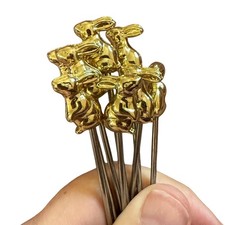 Retro Style Bunny Cocktail Picks Gold Rabbit ...