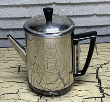 10 Cup VTG MCM GE Automatic Oval Coffee Pot Percolator 71P33 Complete Chrome USA