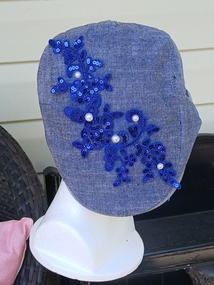 Blue Lace-Ladies Flat Top Cap Navy