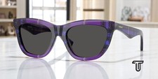 BURBERRY BE4435 411387 Check Violet Dark Grey 53 mm Women's Sunglasses
