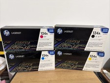HP 124A Toner Cartridges Set Black Cyan Magenta Yellow OEM Q6000A Q6001A Q6002