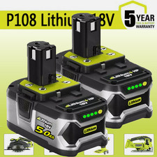 2X Batterie 18V pour RYOBI One+ Plus Lithium RB18L50 P108 P104 5,0Ah Nouveau