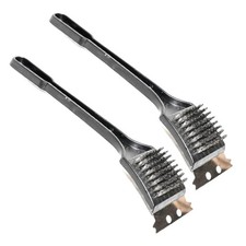 2XBarbecue BBQ Cleaning Brush Heavy Duty Steel Scraper Bras Bristles Grill Brush