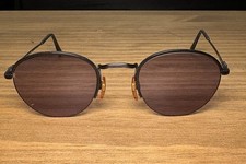 Emporio Armani 005 706 135 Round Sunglasses Black Metal Frame Purple Lens Vtg