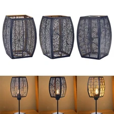 Barrel Metal Lampshade Light Shade with Flower Carved Pattern Decorative Lamp