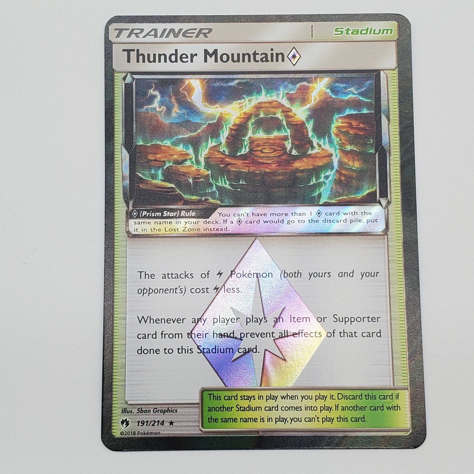 Thunder Mountain 191/214 Prism Star SM Lost Thunder Pokemon Holo Foil Rare MP