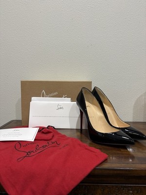 Christian Louboutin Women s Black Patent Pointed Toe Stiletto Red Sole Pump 7.5