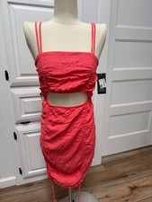 Wild Fable Women’s Sleeveless Cut Out Ruched Front Bodycon Dress Vibrant Pink M