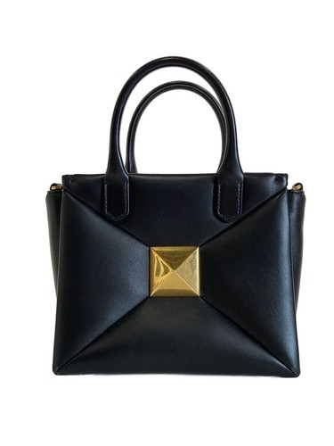 VALENTINO Handbag Leather BLK Plain Used