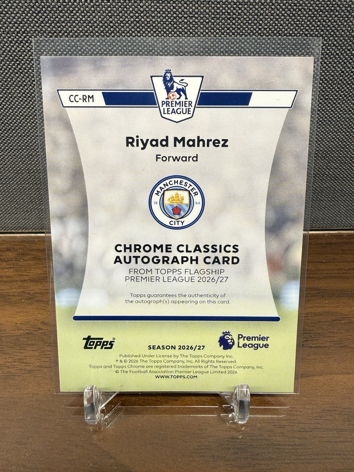 2026-27 Topps Riyad Mahrez Chrome Classics Autograph #CC-RM Manchester City view 2