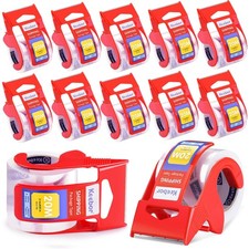 12 Rolls Packaging Tape with Dispenser, Heavy Duty Packing Tape, Clear Tape f...