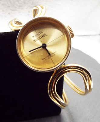 1970 MARCEL BOUCHER 17 JEWELS NY/PARIS BRACELET  GOLDEN WATCH *RUNS* IN VGUC 12