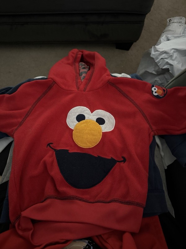 Sesame Street Elmo Red Fleece Hooded Pullover Jacket Hoodie, Size 3T