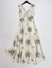 DOEN V-Neck Floral Silk Sleeveless Waist-Cinching Belted Dress