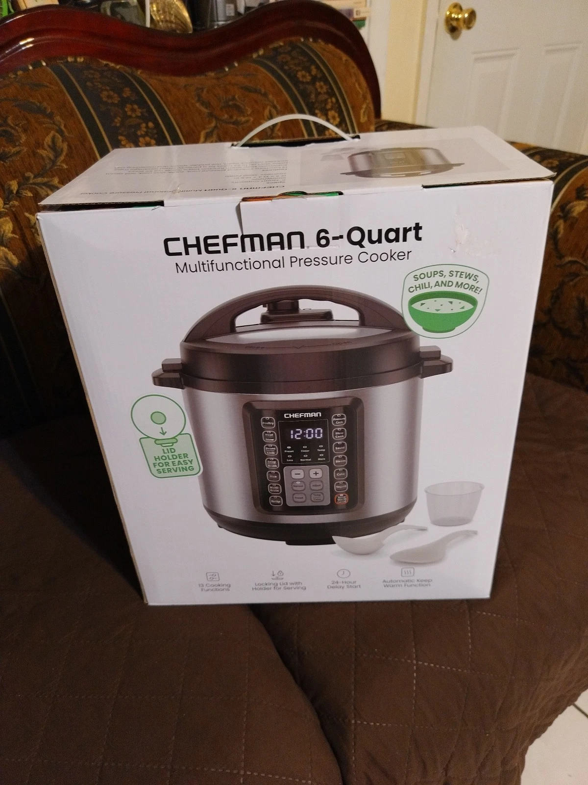 6 Quart 13-in-1 Electric Pressure Cooker Multifunctional Stainless Steel Finish