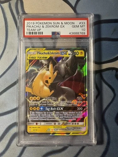 Pokémon TCG Pikachu & Zekrom GX Team Up Holo Card 33/181 PSA 10 Gem Mint