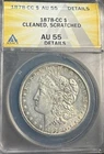 1878 CC MORGAN DOLLAR - ANACS AU 55 Details Cleaned, Minor Scratch Reverse
