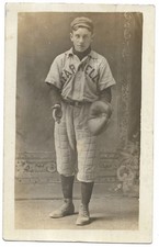 Baseball: 1909; Farwell, Mich; Studio Portrait; Perry Saxton; Real Photo PC