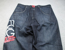 Marithe Francois Girbaud Jeans Mens 42x34 Blue Wide Leg Baggy MFG Logo Denim