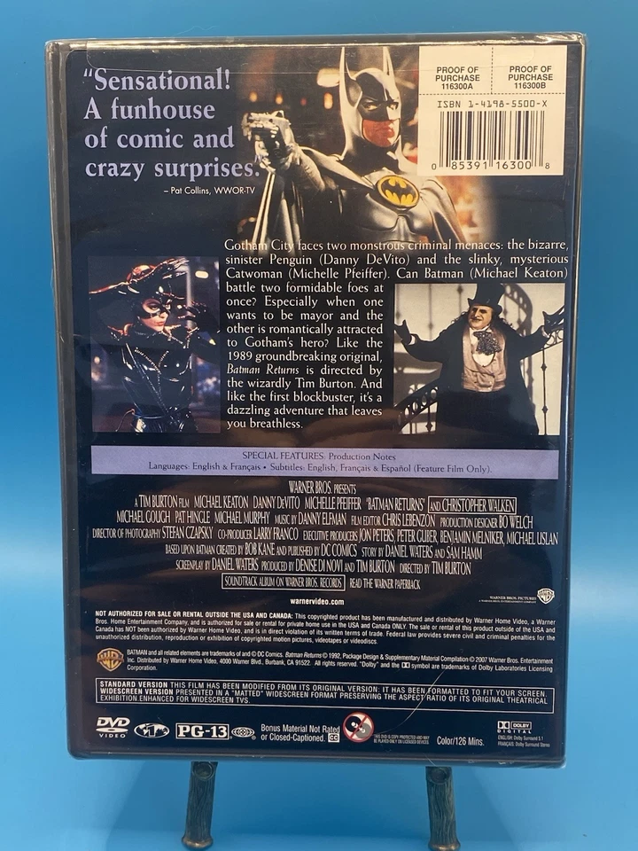 Batman Returns 1992 DVD-Keaton Pfeiffer DeVito Tim Burton Dark Hero NEW/SEALED! Foto 2 de 2