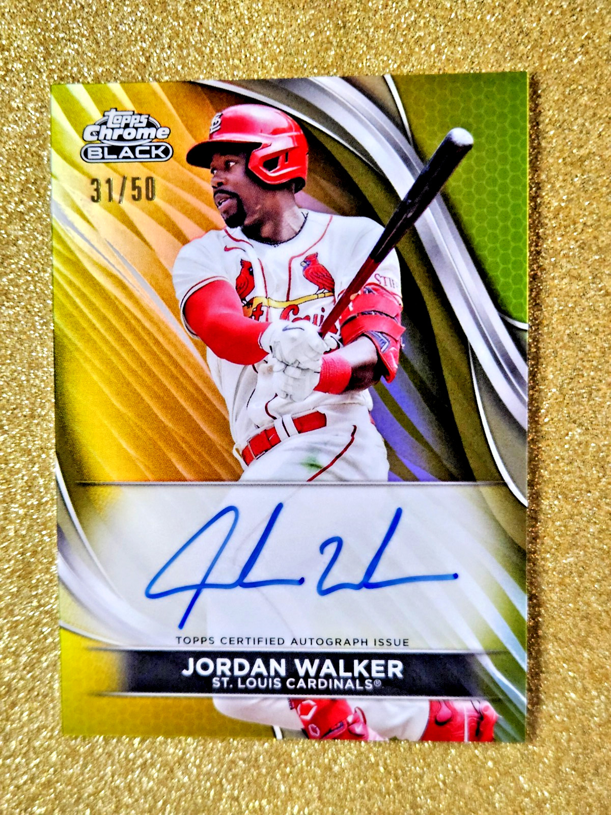 2024 Jordan Walker Topps Chrome Black Gold Refractor /50 Auto #CBA-JW 🐦🐦🐦