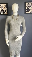 SHEIN Bodycon Fitted Dress Long Sleeve Turtleneck Grey XS