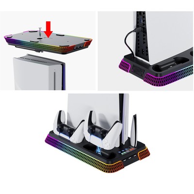 Multifunktionale Kühlstation für PS5 Slim mit vertikalem Ständer Design
