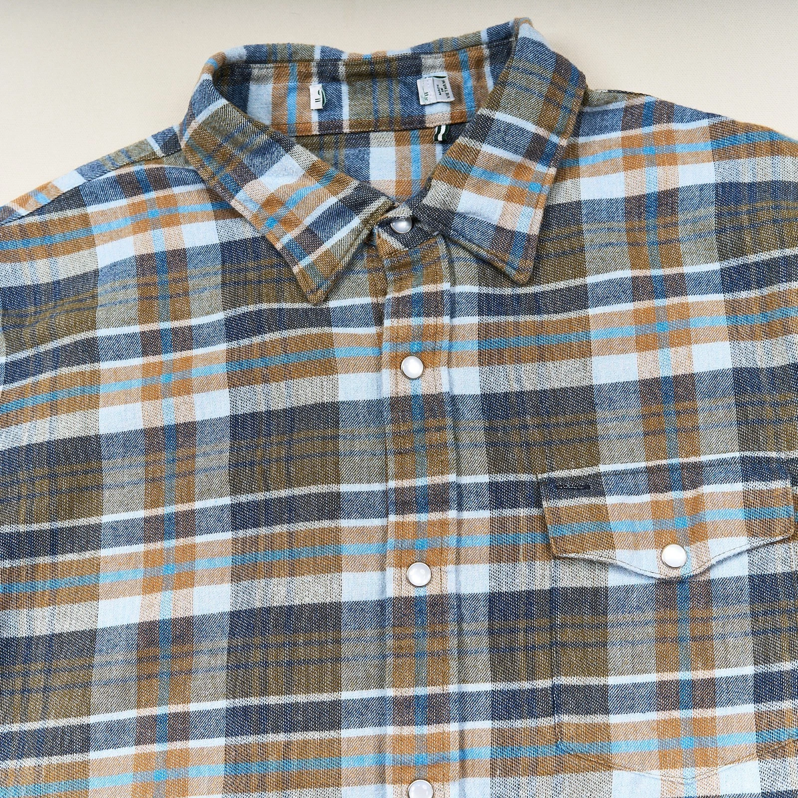 Criquet Shirt Mens Large Plaid Flannel Pearl Snap Western Long Sleeve Casual - product detail image 2
