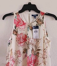 Chaps Sleeveless Crewneck Floral Dress Size 6