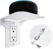 Metal Outlet Shelf with Built-in Cable Management, No-Drill Wall Organizer for