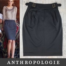 Maeve Anthropologie Business Casual Academia Double Buckle Gray Pencil Skirt