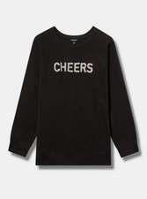 TORRID SIZE 1X BLACK CHEERS CLASSIC FIT RAGLAN SWEATSHIRT