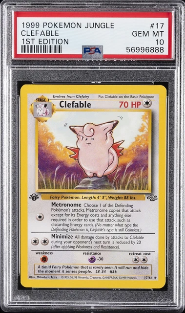 1999 POKEMON JUNGLE CLEFABLE 1ST EDITION #17/64 NON HOLO RARE WOTC PSA 10
