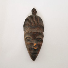 Vintage Wooden Mask Small Decorative Wall Handmade Woman African Style Decor