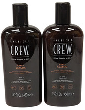 2 BOTTLES 15.2oz EACH American Crew 3 In 1 Classic Shampoo Conditioner Body Wash