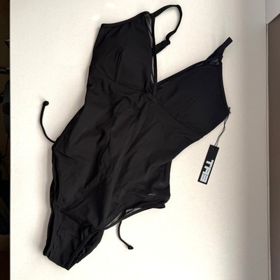 TA3 Mesh One Piece Swim Suit Beach Summer Vacation Ready Black Size XS Reg/Long