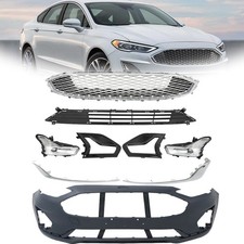 For Ford Fusion 2019 2020 Front Bumper Cover+Upper Lower Grill+Fog Light Sets